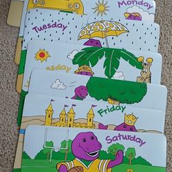 Set Of 7 Barney And Friends The Purple Dinosaur Cartoon Vintage Place Matts Table Mats