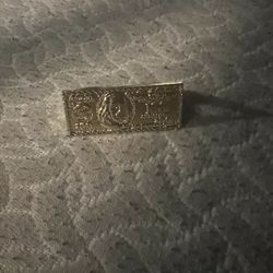 Plated 14Karat Gold $100 Bill Double Ring Size 10