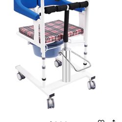 Patient Lift Transfer Chair Bathroom Wheelchair w/ 180° Split Seat and Commode Selling For Price Of $300 With Hydraulic Lift