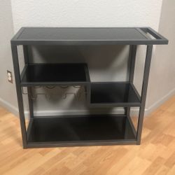 Furniture Glenn Glass Top Grey Metal Bar   (used Like New)