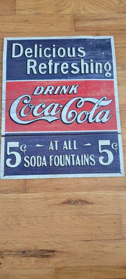 Drink Coke Coca Cola TIN SIGN 5¢ rustic vtg metal wall decor soda fountain 1619