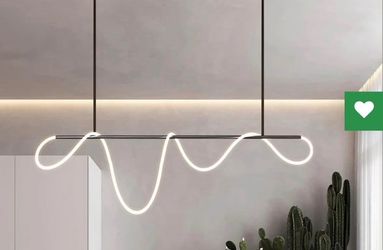 60-Watt 1-Light Black Modern Linear Island Integrated LED Pendant Light with Adjustable Height for Kitchen Dining Room