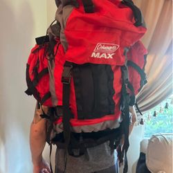 Coleman Max Elate 65L Hiking/Camping Backpack - Red & Grey - Ready for Adventure!