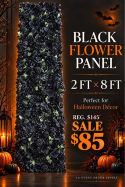 Black Artificial Flower Wall Panel 2x8 ft