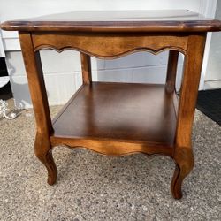 Ethan allen french country end table birch storage shelf