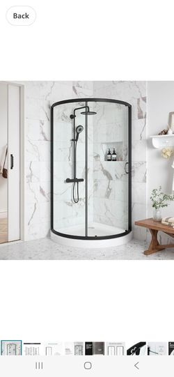 OVE Decors Breeze 36" Sliding Corner Shower, Black, No Base Just the Doors