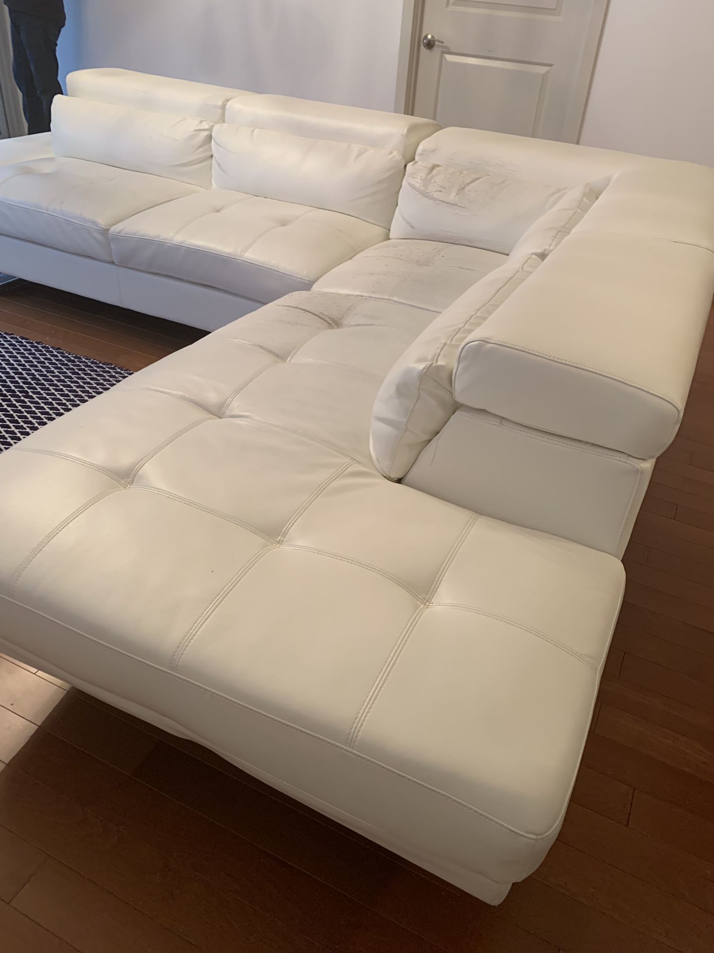 White leather look sectional sofa