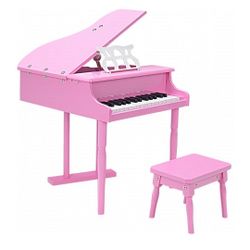 Costway 30 Key Childs Toy Grand Baby Piano W/ Kids Bench Wood Pink TY322017PI