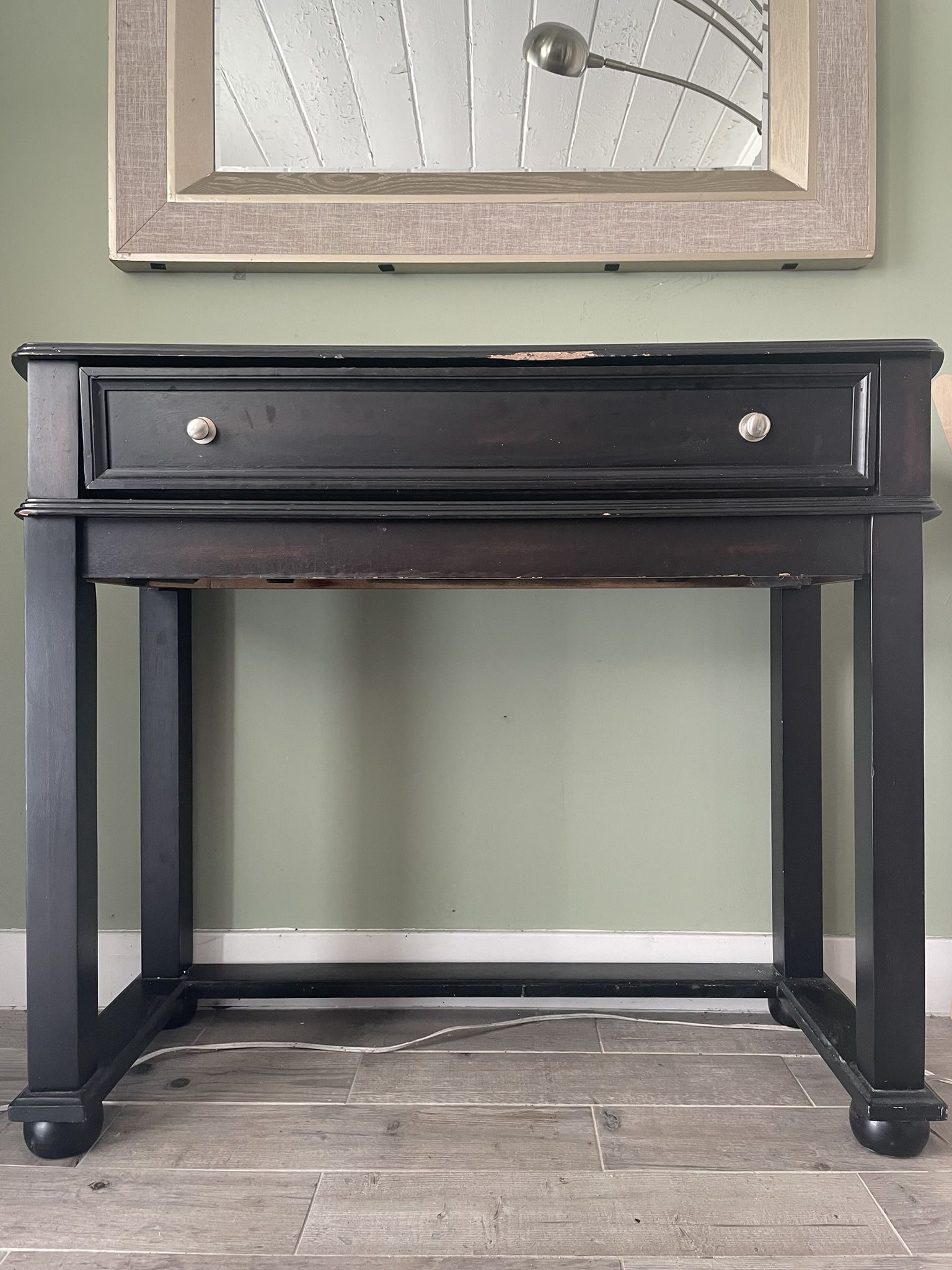 Black Console Table / Hidden Desk With Hutch