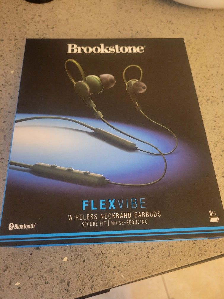 New Brookstone FLEXvibe Wireless neck band Earbuds
