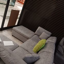 *Ad Special*---Lima Gray Fabric Adjustable Sectional Sofa W/Ottoman---Delivery And Easy Financing Available 👍 