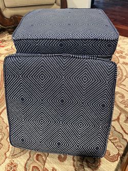 Six (6) allen + roth STAINMASTER 20” x 20” Navy Blue Diamond Texture Outdoor Patio chair cushions