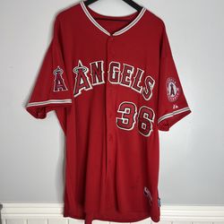 Anaheim Angels Jered Weaver Baseball Jersey Mens Size 60 Red Majestic Authentic