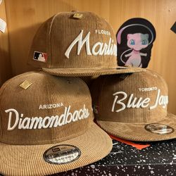 New Era 9FIFTY MLB Diamondbacks, Blue Jays & Marlins Corduroy SnapBack “ Tan “ O/S
