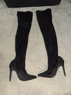 Brand new + tags forever 21 black over-the-knee sock boots (size 8)