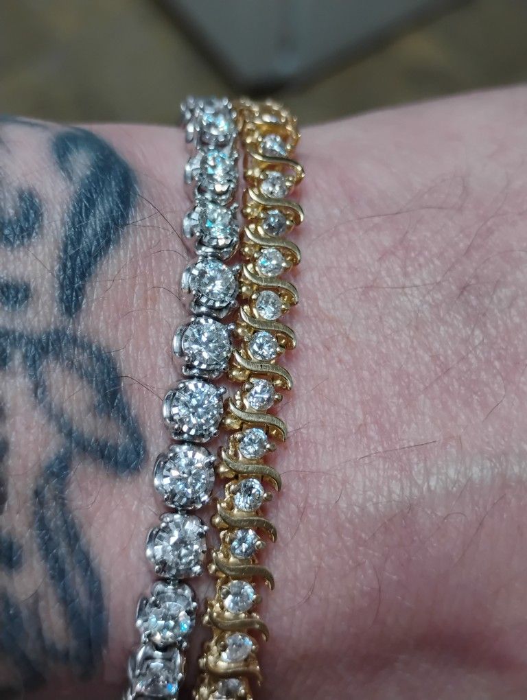 10k White Gold 14k Yellow Gold Vs Diamonds Bracelets 