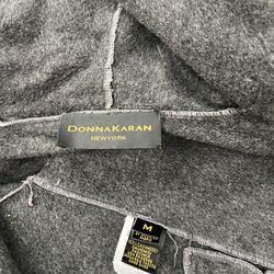 Donna Karan New York Women Overcoat Dark Gray Viscose Rayon Long Sleeve