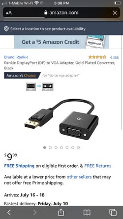 DP to VGA adapter