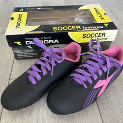 New Diadora Avanti MD Junior Youth Soccer Shoes Cleats Black Pink Purple US 2.5