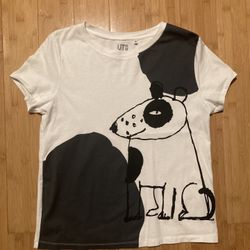 UNIQLO Dog T-Shirt White M Medium