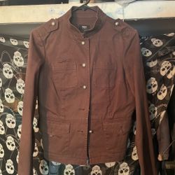 Brown Military Style Button-Up Jacket