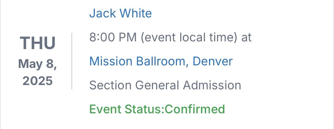 Jack White Tickets: Mission Ballroom May 8th