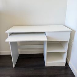 White Desk with Drawer and Shelves