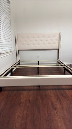 Light Beige Queen Size Bed Frame