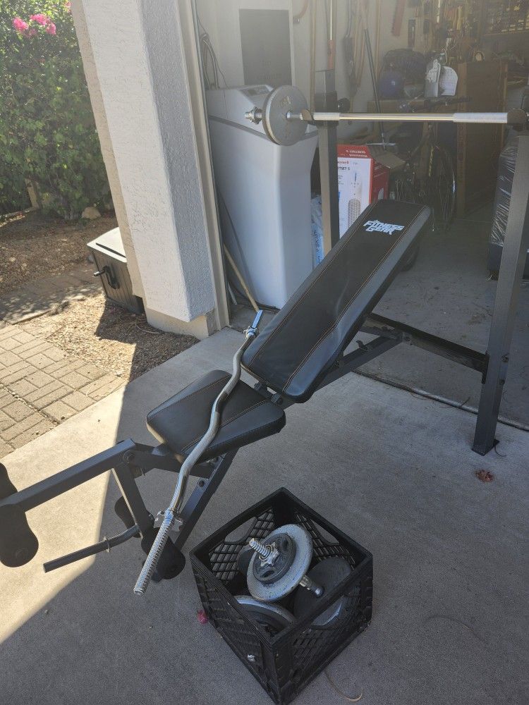 Adjustable Weight Bench And Weights 