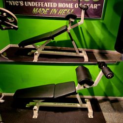 BODY MASTERS DECLINE BENCH COMMERCIAL ADJUSTABLE FID WEIGHT BENCH