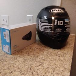 Matte black large motorcycle helmet and smart HJC bundle