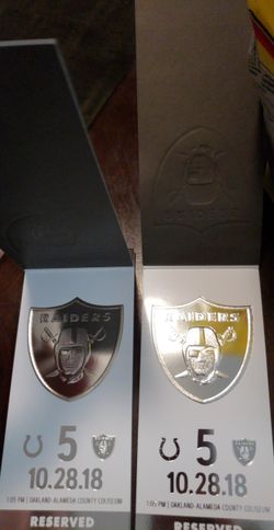 RAIDERS GAME SUNDAY SEC 201 RITE ABOVE THE BLACK HOLE 90 each ticket