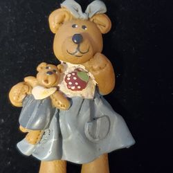 Vintage Resin Girl Bear With Doll. 