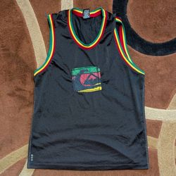 Vintage Quiksilver Stoner Rasta Reggae Tank Top Jersey Size Medium Made in USA 