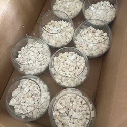 Clear candle holders w/rocks