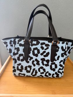 Coach Leopard Print Light, blue and black mini satchel