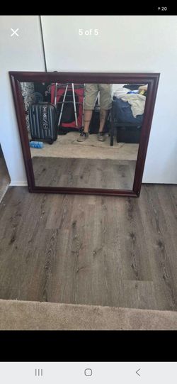 Large Wall Mirror with Wood Frame