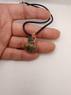 Pumpkin Necklace Hand Wrapped In Copper 