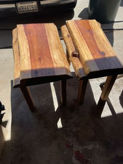 two handmade tables