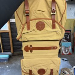 Tourbon Vintage Canvas & Leather Backpack — Excellent Condition 