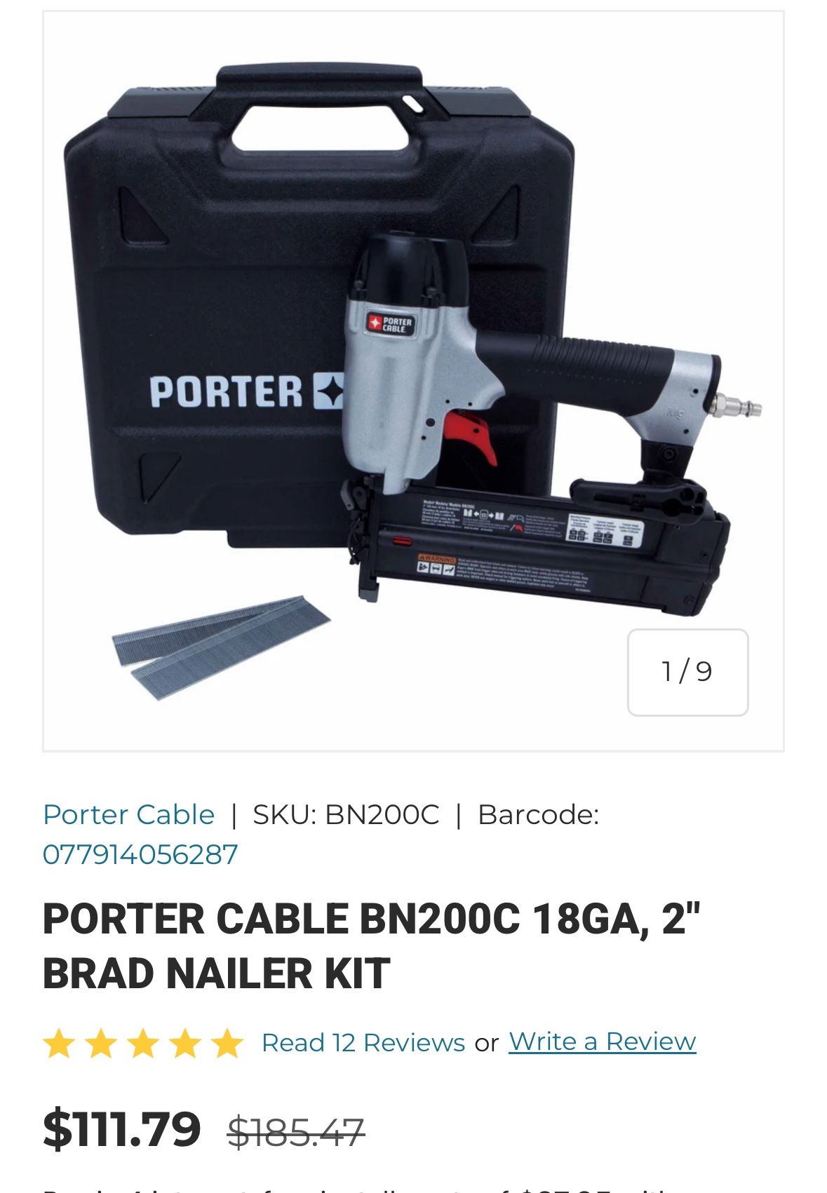 18-Gauge Pneumatic Brad Nailer Kit