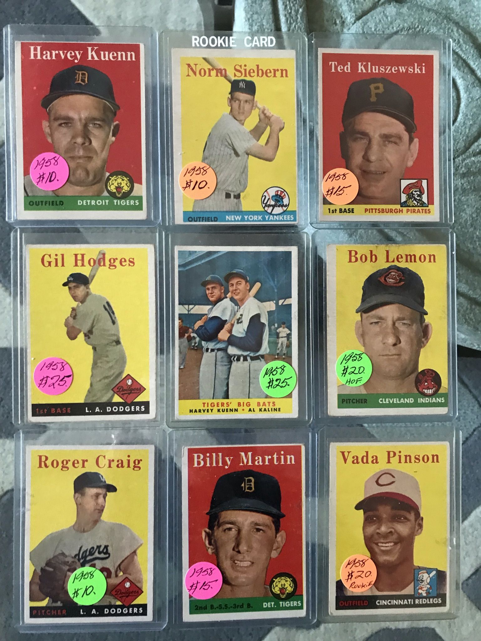 *** (116) 1958 TOPPS BASEBALL CARDS 🥎 HODGES, FOX, FURILLO, FORD, PIERSALL, LARSEN… 🥎