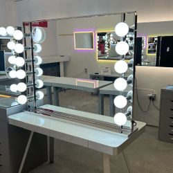 Silver Or Golden HUGE Vanity Mirror With Bluetooth Speaker