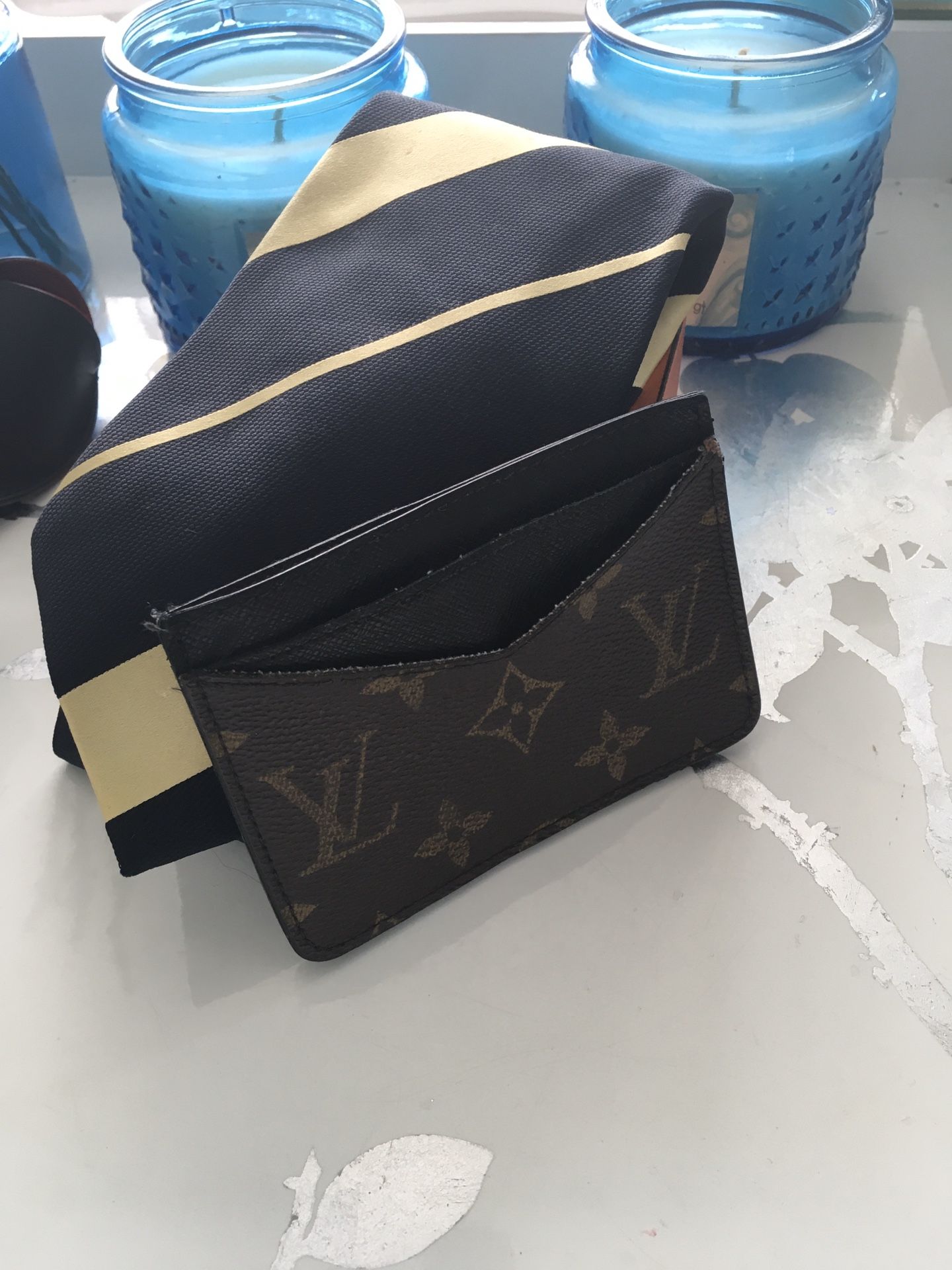 Authentic Burberry tie and Louis Vuitton holder ID wallet