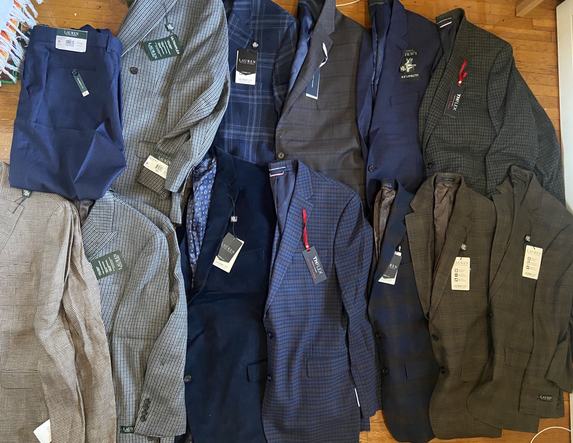 Lot of New with Tags Lauren Ralph Lauren Tommy Hilfiger Mens Suit Sport Coat Jacket, Various Sizes