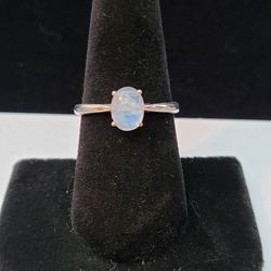 Rainbow Moonstone Ring Solitaire 