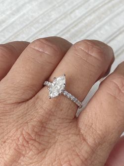 NEW! 1.5CT Marquee Cut, Genuine Moissanite Gemstone Engagement Ring, Please See Details 🩷