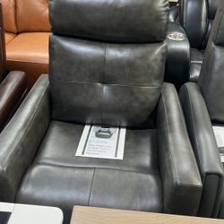 Rochester Leather Power Swivel Glider Recliner 