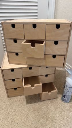 Two Wooden Desktop Organizer with Drawers
