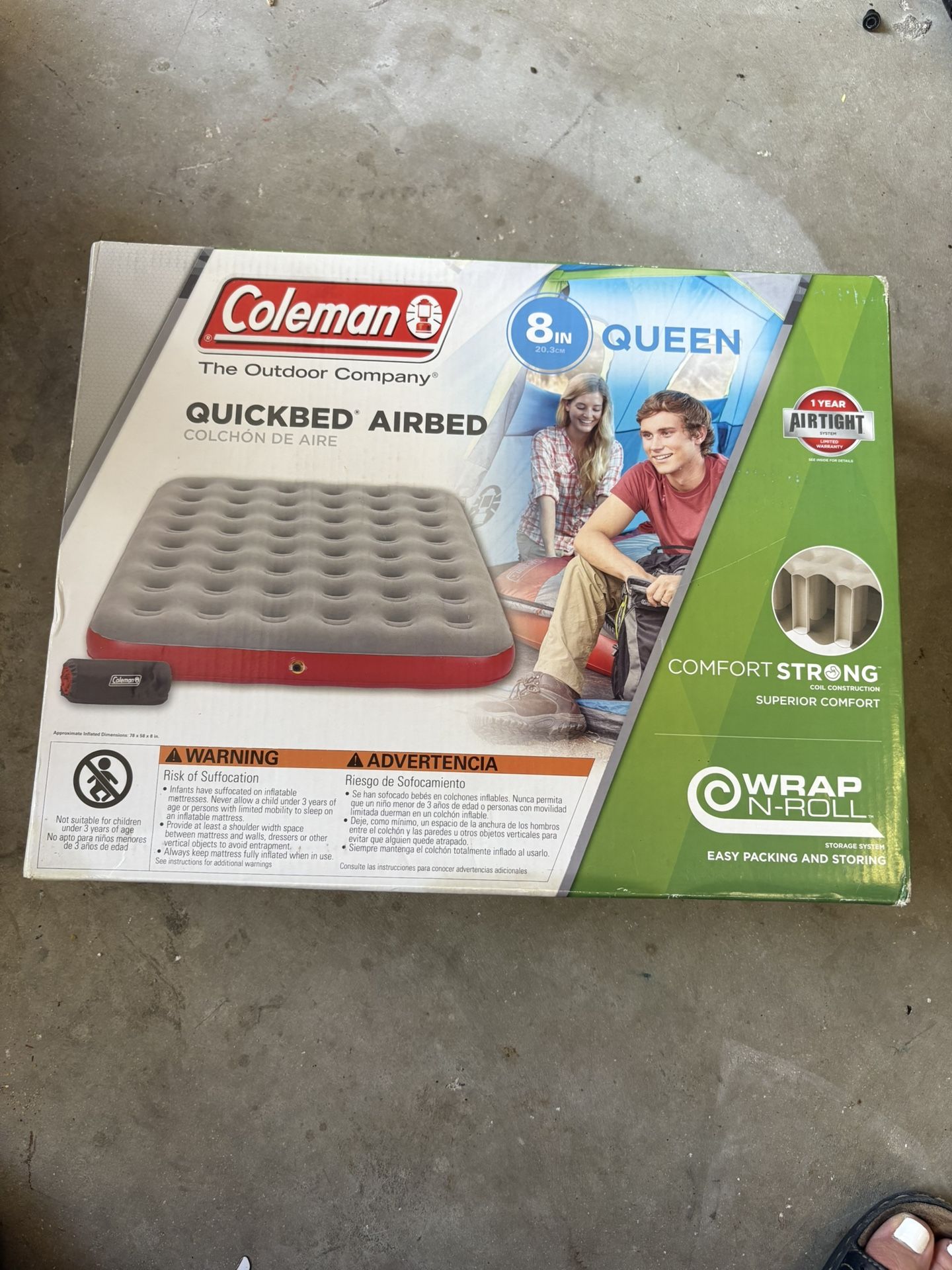 New in box never opened never used Coleman quick bed, air bed, queen